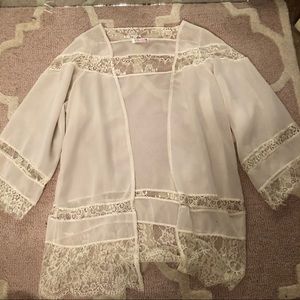 Cream Color Sheer Lace Kimono